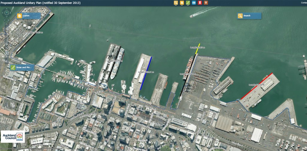 Berths along water front including length 