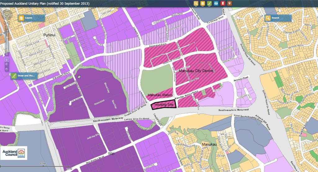 Manukau housing site zone map