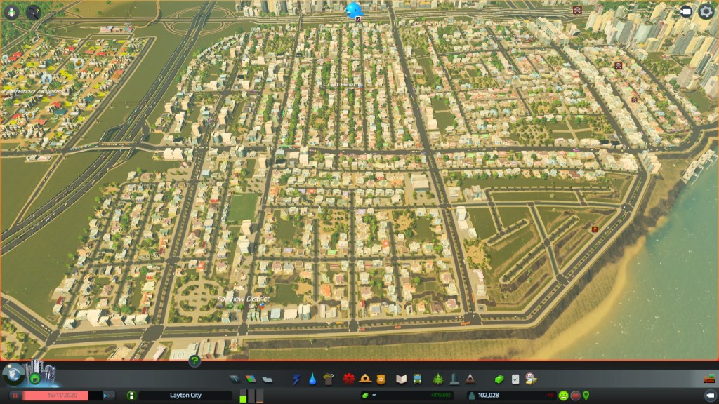 Suburbia with a tourist district being built