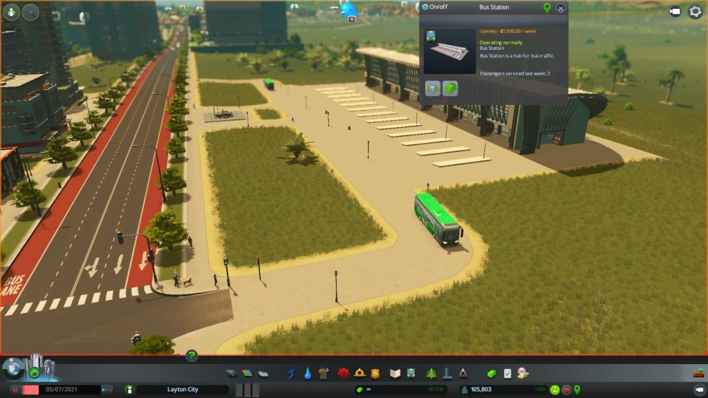 (Keep it simple) Bus Station. While this one is quiet with only a single route serving it, the stations can serve up to 8-10 routes allowing transfers between each one at the station. 