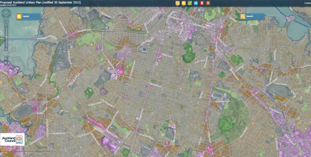 Central Isthmus Auckland Chamberlain Golf Course is towards the top left corner