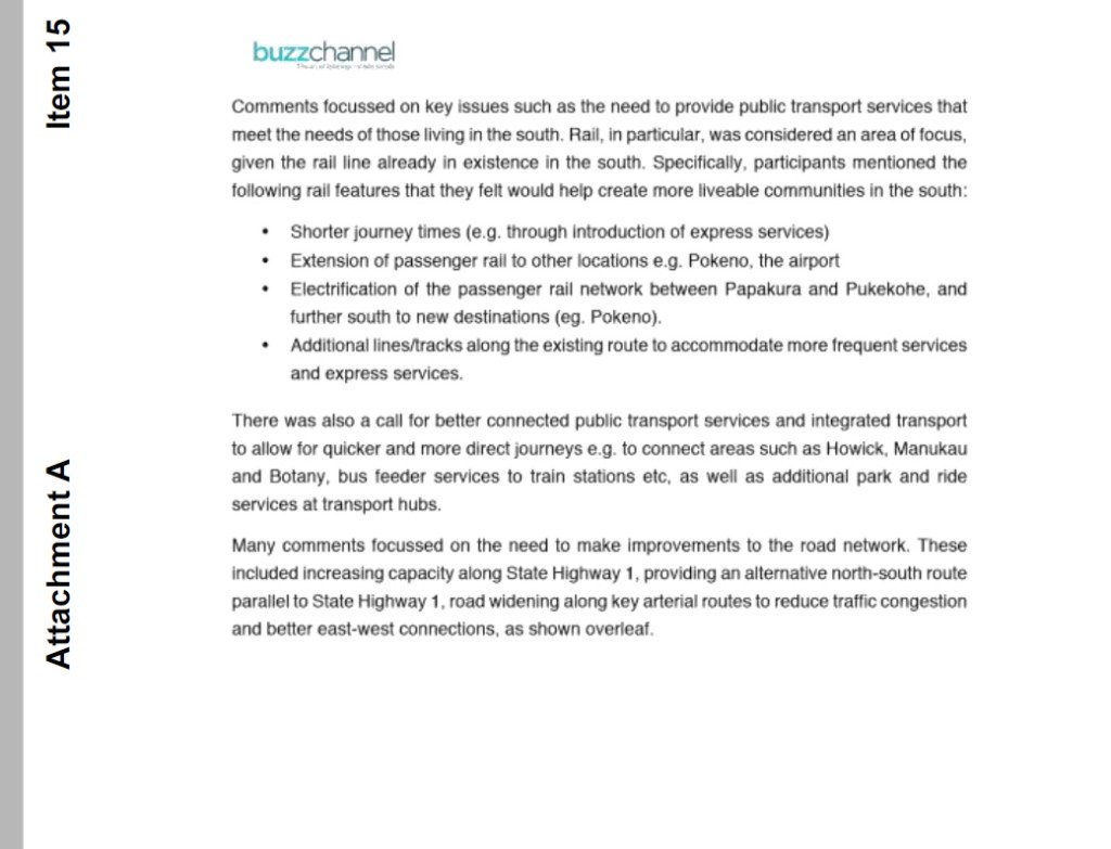 AT Future Transport south findings  Source: Auckland Transport