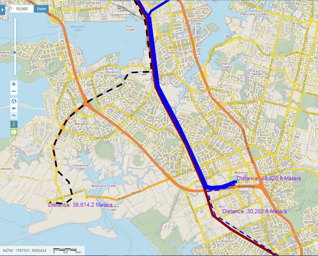 Manukau and Airport section of the heavy rail network