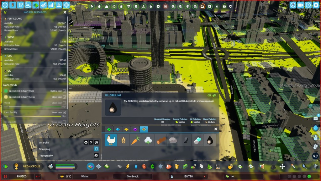 An example of an Extractive Industry in Cities Skylines 2